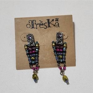 TRESKA beaded dangle chandelier earrings new!!!‎